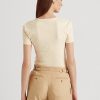 Camisetas de algodón elástico Ralph Lauren para mujer en color crema Camisetas de algodón elástico Ralph Lauren para mujer en color crema