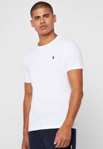 Camisetas de algodón Ralph Lauren blancas de corte entallado para hombre Camisetas de algodón Ralph Lauren blancas de corte entallado para hombre