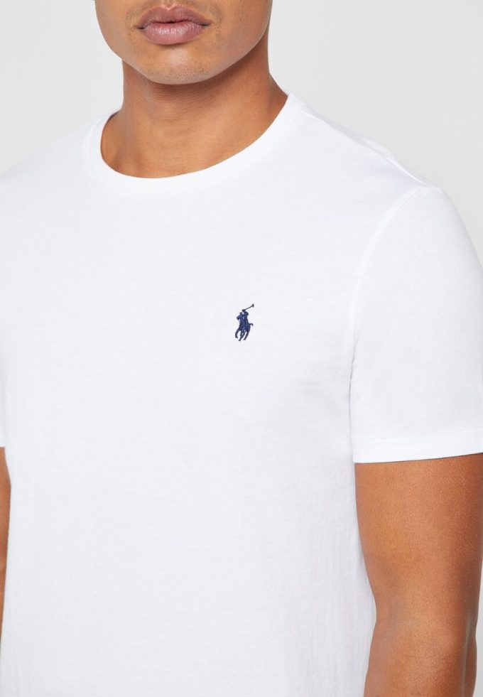 Camisetas de algodón Ralph Lauren blancas de corte entallado para hombre Camisetas de algodón Ralph Lauren blancas de corte entallado para hombre