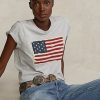 Camisetas de algodón Ralph Lauren con bandera para mujer en gris Camisetas de algodón Ralph Lauren con bandera para mujer en gris