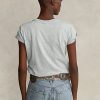 Camisetas de algodón Ralph Lauren con bandera para mujer en gris Camisetas de algodón Ralph Lauren con bandera para mujer en gris