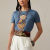 Camisetas de algodón Ralph Lauren Island Polo Bear para mujer en azul Camisetas de algodón Ralph Lauren Island Polo Bear para mujer en azul