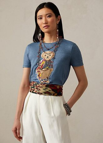 Camisetas de algodón Ralph Lauren Island Polo Bear para mujer en azul Camisetas de algodón Ralph Lauren Island Polo Bear para mujer en azul