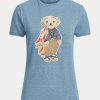 Camisetas de algodón Ralph Lauren Island Polo Bear para mujer en azul Camisetas de algodón Ralph Lauren Island Polo Bear para mujer en azul