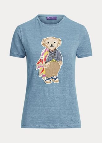 Camisetas de algodón Ralph Lauren Island Polo Bear para mujer en azul Camisetas de algodón Ralph Lauren Island Polo Bear para mujer en azul