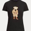 Camisetas de algodón Ralph Lauren Safari Polo Bear para mujer, color negro Camisetas de algodón Ralph Lauren Safari Polo Bear para mujer, color negro