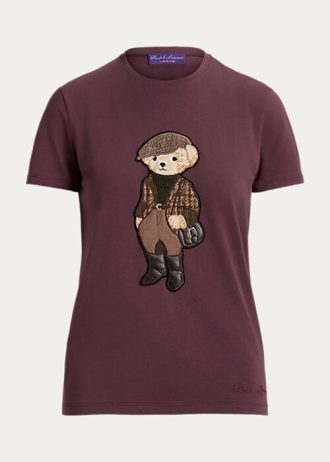 Camisetas de algodón Ralph Lauren Tweed Polo Bear en color burdeos para mujer Camisetas de algodón Ralph Lauren Tweed Polo Bear en color burdeos para mujer