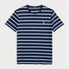 Camisetas de algodón suave a rayas entalladas personalizadas Ralph Lauren para hombre en color azul marino Camisetas de algodón suave a rayas entalladas personalizadas Ralph Lauren para hombre en color azul marino