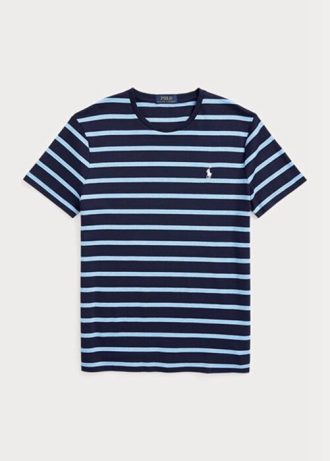Camisetas de algodón suave a rayas entalladas personalizadas Ralph Lauren para hombre en color azul marino Camisetas de algodón suave a rayas entalladas personalizadas Ralph Lauren para hombre en color azul marino