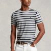 Camisetas de algodón suave a rayas entalladas personalizadas Ralph Lauren para hombre en gris Camisetas de algodón suave a rayas entalladas personalizadas Ralph Lauren para hombre en gris