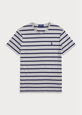 Camisetas de algodón suave a rayas entalladas personalizadas Ralph Lauren para hombre en gris Camisetas de algodón suave a rayas entalladas personalizadas Ralph Lauren para hombre en gris