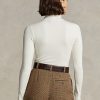 Camisetas de cuello alto acanaladas elásticas Ralph Lauren para mujer en color crema