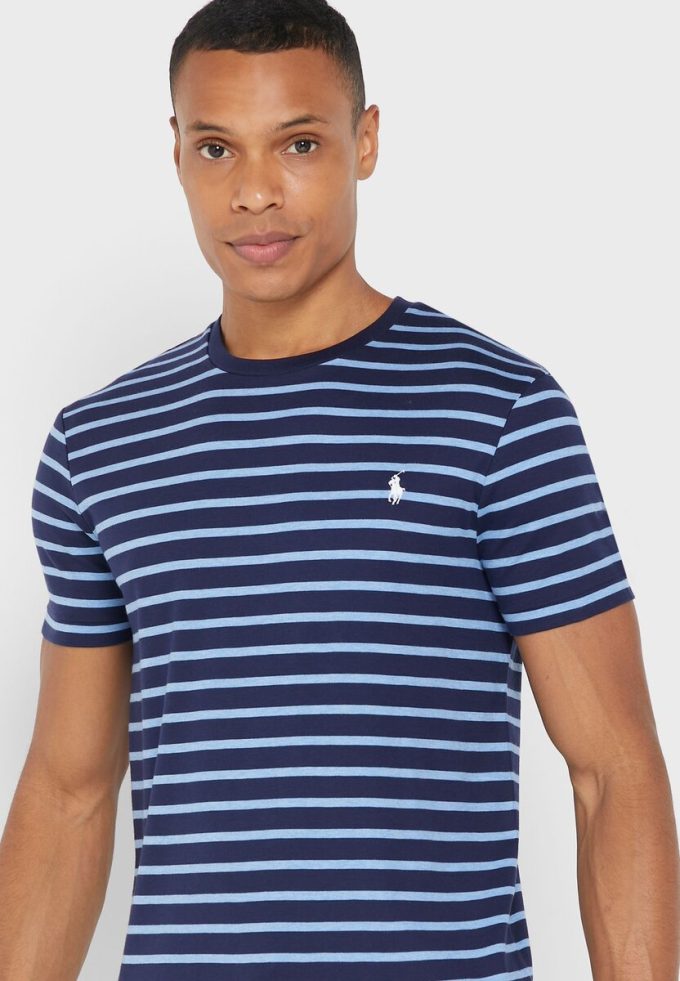 Camisetas de cuello redondo a rayas de Ralph Lauren para hombre en azul