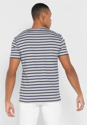 Camisetas de cuello redondo a rayas Ralph Lauren grises para hombre Camisetas de cuello redondo a rayas Ralph Lauren grises para hombre