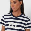 Camisetas de cuello redondo a rayas Ralph Lauren para mujer en azul marino Camisetas de cuello redondo a rayas Ralph Lauren para mujer en azul marino