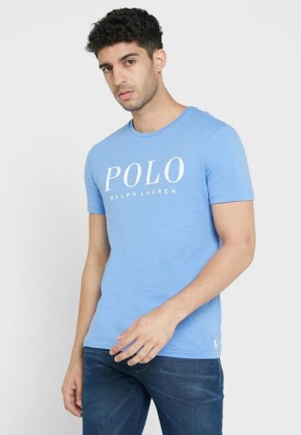 Camisetas de cuello redondo con el logotipo de Ralph Lauren para hombre en azul Camisetas de cuello redondo con el logotipo de Ralph Lauren para hombre en azul