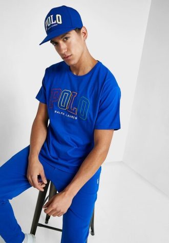 Camisetas de cuello redondo con el logotipo de Ralph Lauren para hombre en azul Camisetas de cuello redondo con el logotipo de Ralph Lauren para hombre en azul