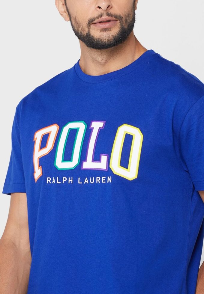 Camisetas de cuello redondo con el logotipo de Ralph Lauren para hombre en azul