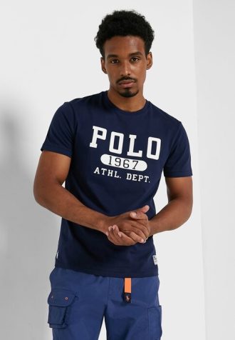 Camisetas de cuello redondo con el logotipo de Ralph Lauren para hombre en azul marino Camisetas de cuello redondo con el logotipo de Ralph Lauren para hombre en azul marino
