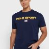 Camisetas de cuello redondo con el logotipo de Ralph Lauren para hombre en azul marino