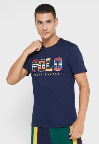 Camisetas de cuello redondo con el logotipo de Ralph Lauren para hombre en azul marino Camisetas de cuello redondo con el logotipo de Ralph Lauren para hombre en azul marino
