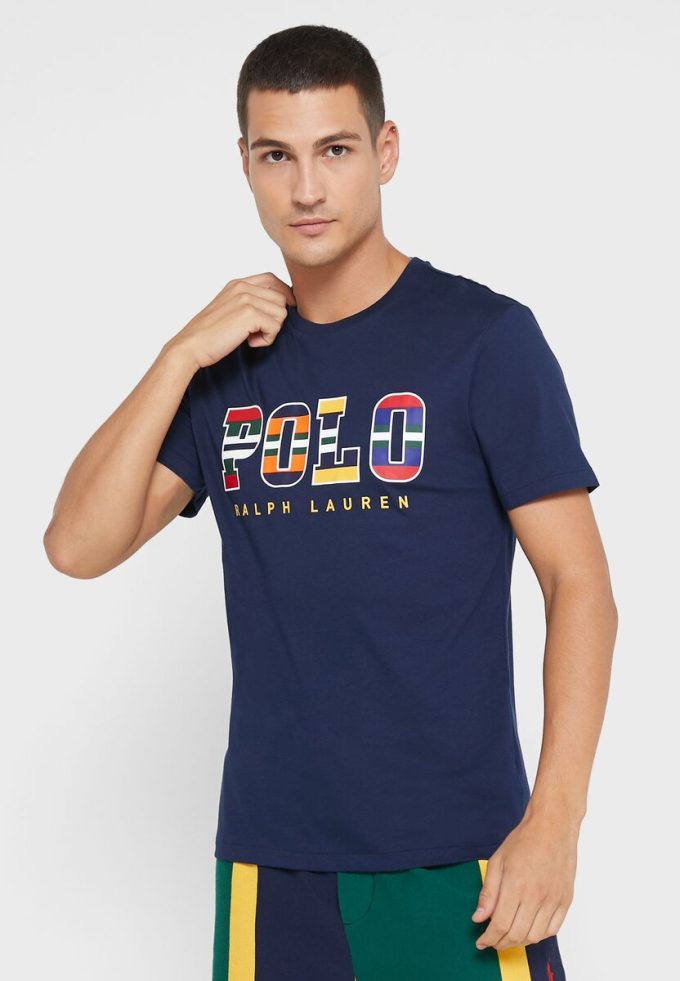 Camisetas de cuello redondo con el logotipo de Ralph Lauren para hombre en azul marino