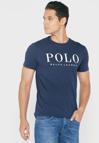 Camisetas de cuello redondo con el logotipo de Ralph Lauren para hombre en azul marino Camisetas de cuello redondo con el logotipo de Ralph Lauren para hombre en azul marino