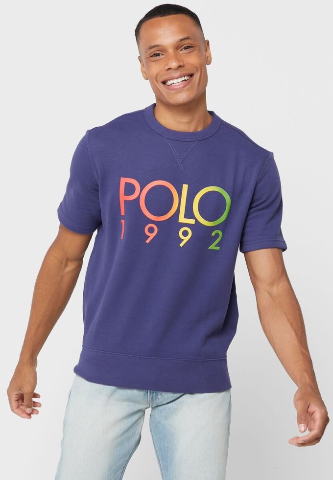 Camisetas de cuello redondo con el logotipo de Ralph Lauren para hombre en azul marino Camisetas de cuello redondo con el logotipo de Ralph Lauren para hombre en azul marino