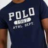 Camisetas de cuello redondo con el logotipo de Ralph Lauren para hombre en azul marino Camisetas de cuello redondo con el logotipo de Ralph Lauren para hombre en azul marino