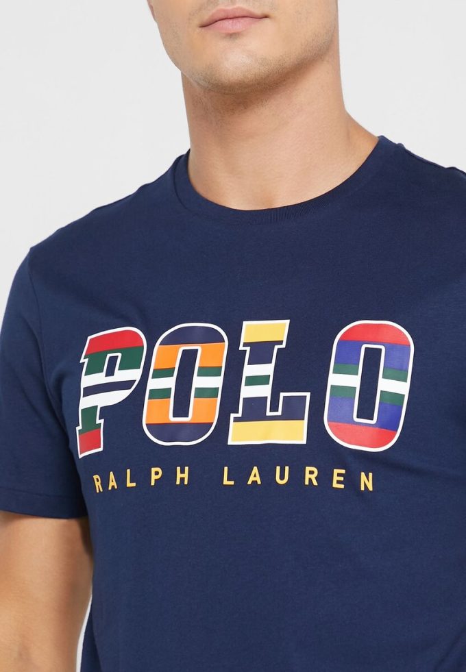 Camisetas de cuello redondo con el logotipo de Ralph Lauren para hombre en azul marino