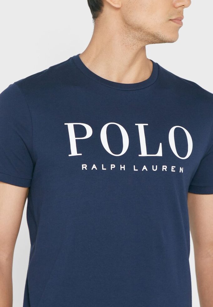 Camisetas de cuello redondo con el logotipo de Ralph Lauren para hombre en azul marino Camisetas de cuello redondo con el logotipo de Ralph Lauren para hombre en azul marino
