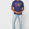 Camisetas de cuello redondo con el logotipo de Ralph Lauren para hombre en azul marino Camisetas de cuello redondo con el logotipo de Ralph Lauren para hombre en azul marino