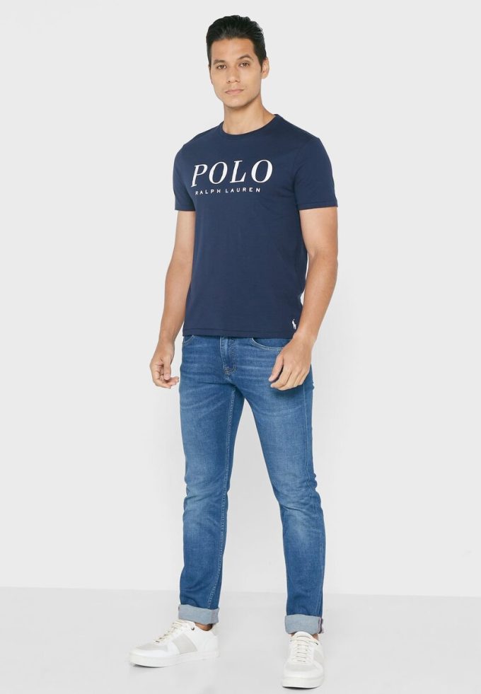 Camisetas de cuello redondo con el logotipo de Ralph Lauren para hombre en azul marino Camisetas de cuello redondo con el logotipo de Ralph Lauren para hombre en azul marino