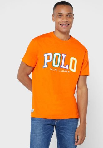 Camisetas de cuello redondo con el logotipo de Ralph Lauren para hombre en color naranja Camisetas de cuello redondo con el logotipo de Ralph Lauren para hombre en color naranja