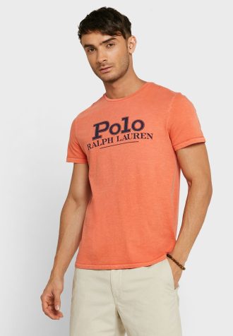 Camisetas de cuello redondo con el logotipo de Ralph Lauren para hombre en color naranja Camisetas de cuello redondo con el logotipo de Ralph Lauren para hombre en color naranja