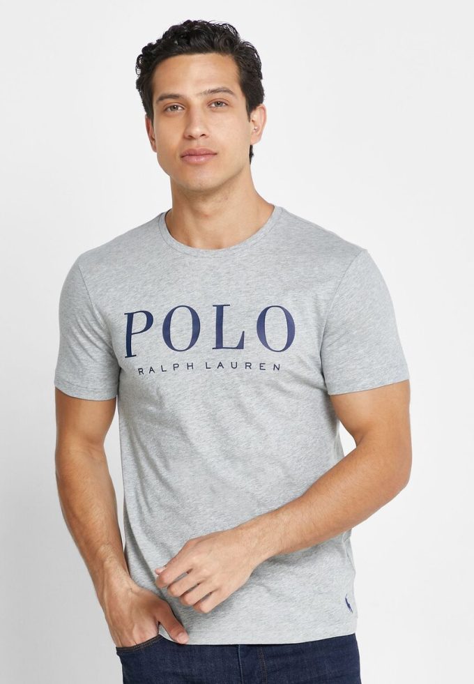 Camisetas de cuello redondo con el logotipo de Ralph Lauren para hombre en gris