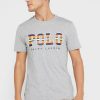 Camisetas de cuello redondo con el logotipo de Ralph Lauren para hombre en gris