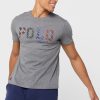 Camisetas de cuello redondo con el logotipo de Ralph Lauren para hombre en gris