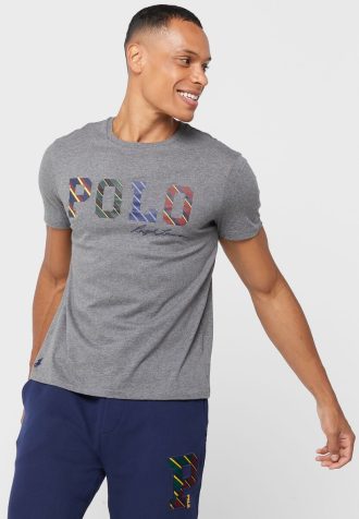 Camisetas de cuello redondo con el logotipo de Ralph Lauren para hombre en gris Camisetas de cuello redondo con el logotipo de Ralph Lauren para hombre en gris