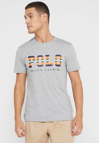 Camisetas de cuello redondo con el logotipo de Ralph Lauren para hombre en gris Camisetas de cuello redondo con el logotipo de Ralph Lauren para hombre en gris