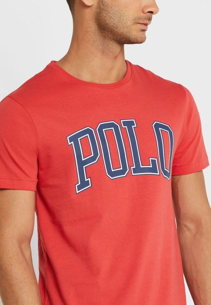 Camisetas de cuello redondo con eslogan de Ralph Lauren para hombre en rojo