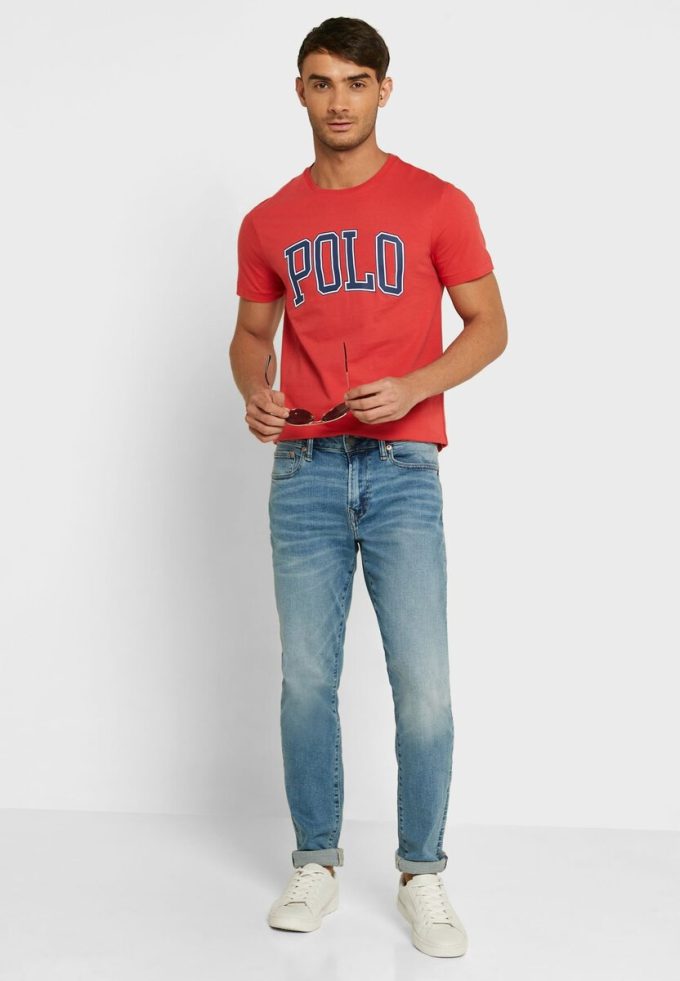 Camisetas de cuello redondo con eslogan de Ralph Lauren para hombre en rojo