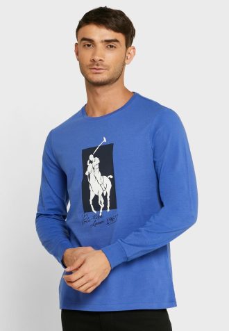 Camisetas de cuello redondo con gráfico de Ralph Lauren para hombre en azul Camisetas de cuello redondo con gráfico de Ralph Lauren para hombre en azul
