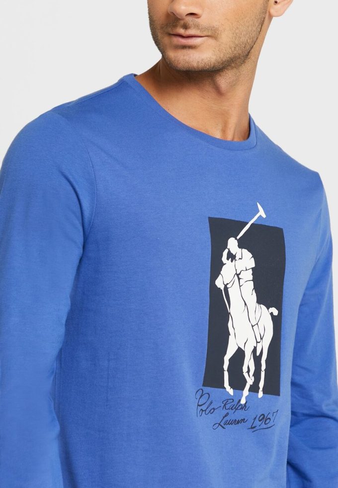 Camisetas de cuello redondo con gráfico de Ralph Lauren para hombre en azul Camisetas de cuello redondo con gráfico de Ralph Lauren para hombre en azul
