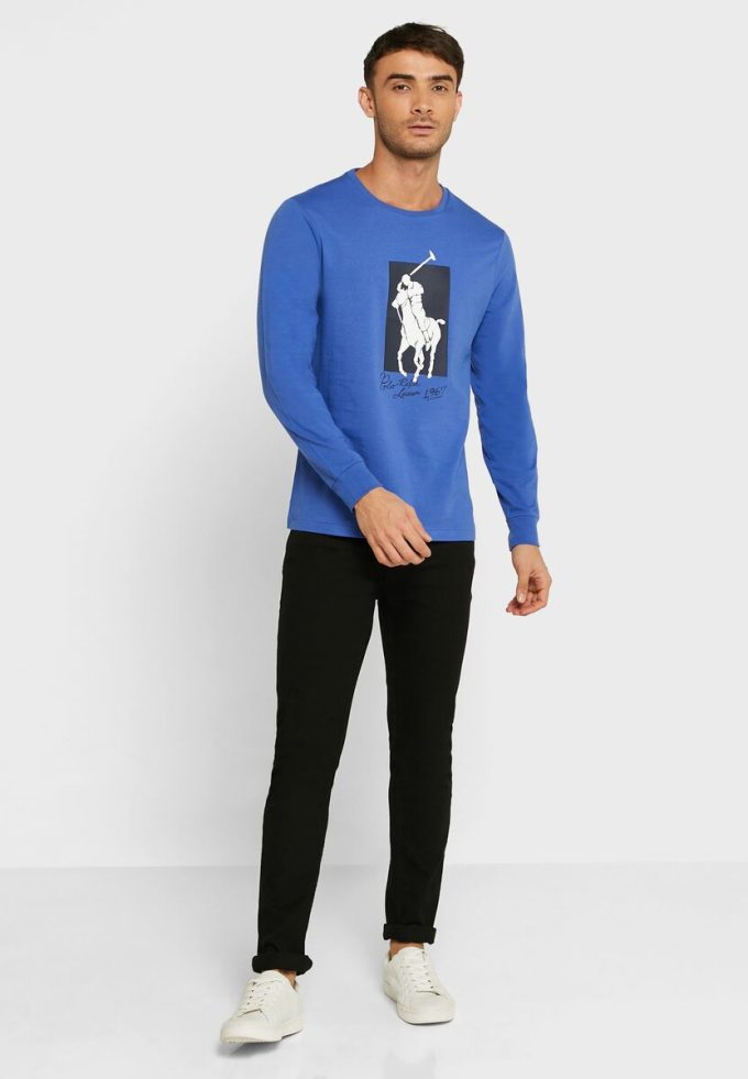 Camisetas de cuello redondo con gráfico de Ralph Lauren para hombre en azul Camisetas de cuello redondo con gráfico de Ralph Lauren para hombre en azul