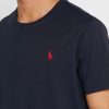 Camisetas de cuello redondo con logotipo bordado de Ralph Lauren para hombre en azul marino