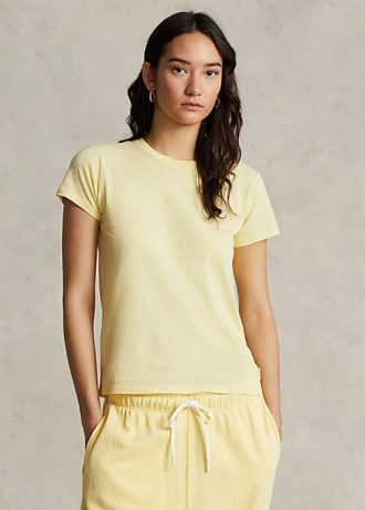 Camisetas de cuello redondo de algodón orgánico Ralph Lauren amarillas para mujer Camisetas de cuello redondo de algodón orgánico Ralph Lauren amarillas para mujer