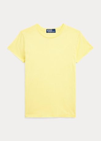 Camisetas de cuello redondo de algodón orgánico Ralph Lauren amarillas para mujer Camisetas de cuello redondo de algodón orgánico Ralph Lauren amarillas para mujer