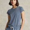 Camisetas de cuello redondo de algodón orgánico Ralph Lauren para mujer en color azul Camisetas de cuello redondo de algodón orgánico Ralph Lauren para mujer en color azul