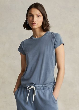Camisetas de cuello redondo de algodón orgánico Ralph Lauren para mujer en color azul Camisetas de cuello redondo de algodón orgánico Ralph Lauren para mujer en color azul